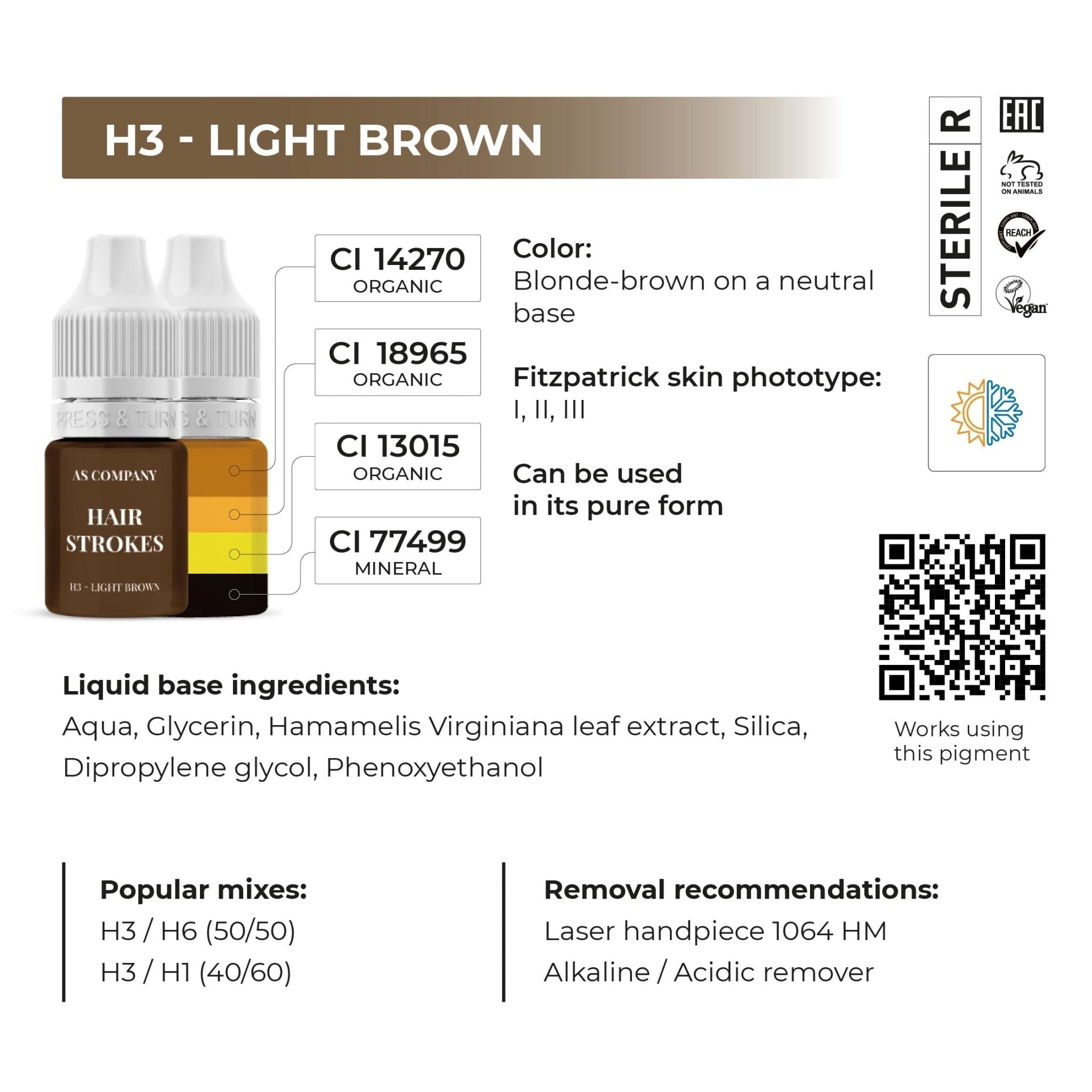AS Pigments - EYEBROW SET HAIR STROKES HYBRID ORGANIC - BASED 6 ml - Mr.PMU