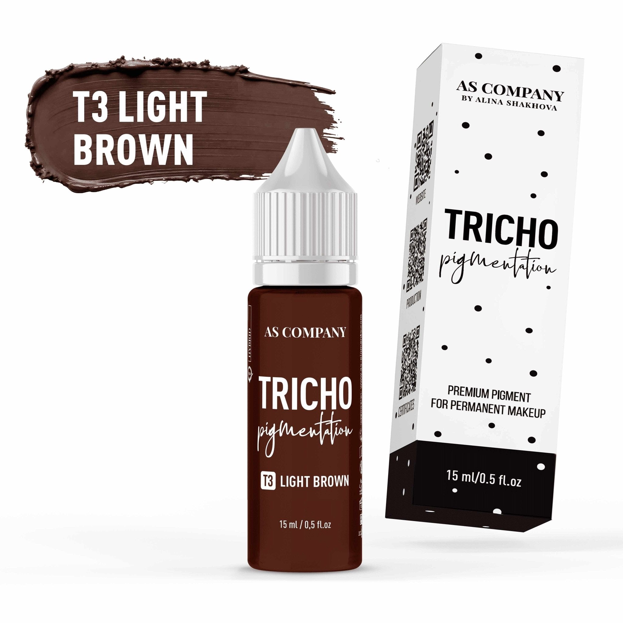 AS Pigments - T3 LIGHT BROWN 15ml Trichopigmentation - Mr.PMU