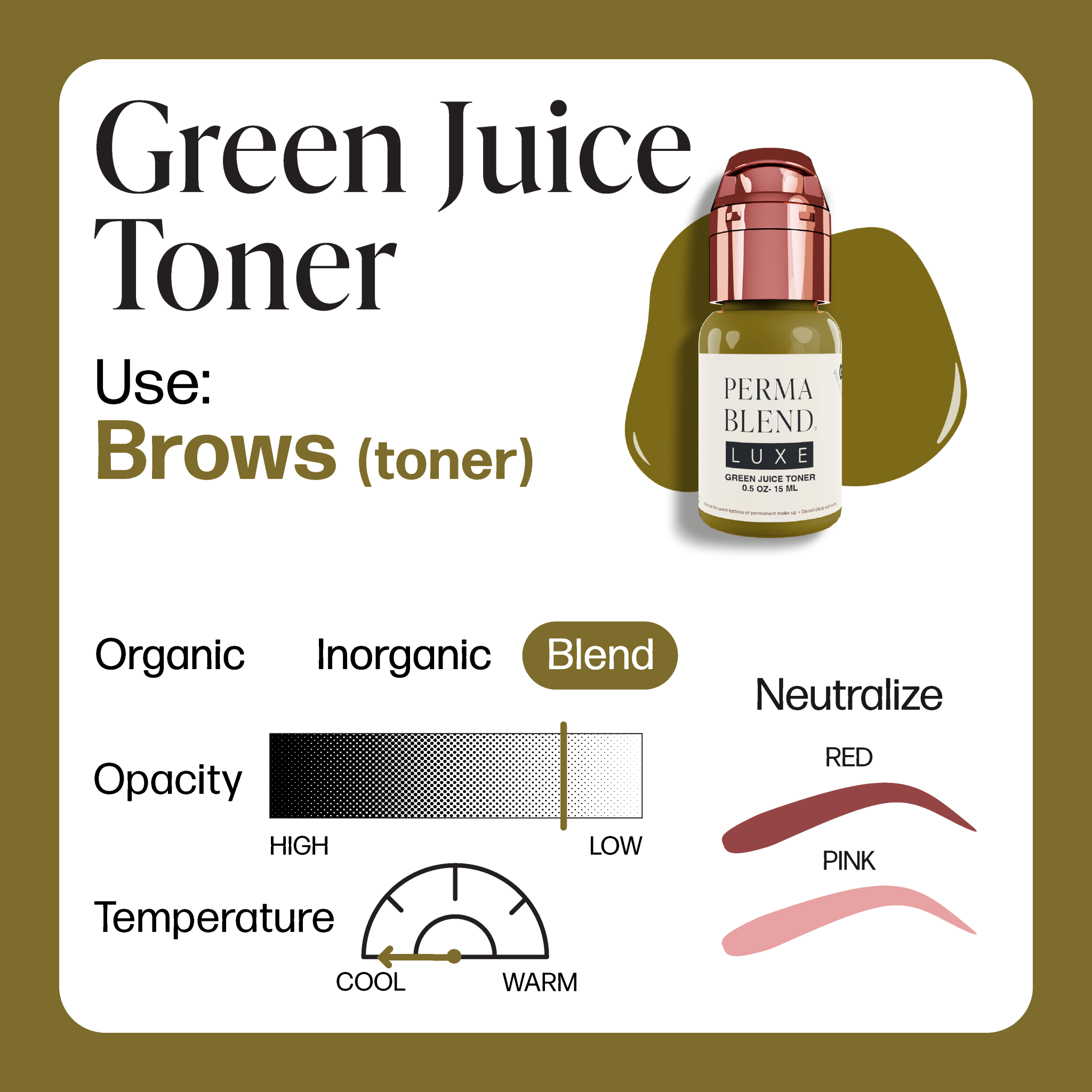 Perma Blend Luxe PMU Ink - Green Juice Toner 15ml - mrpmu
