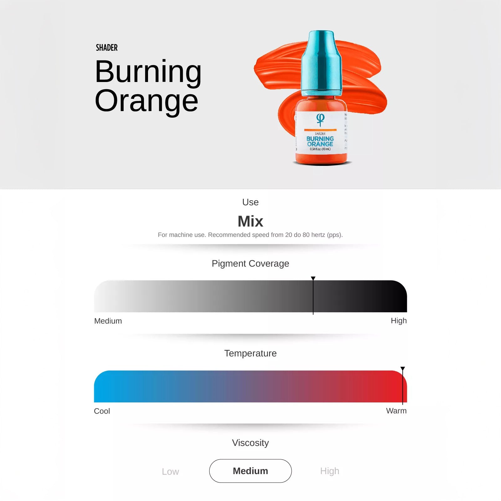 Pigment Burning Orange PMU Mix Shader 10ml - mrpmu