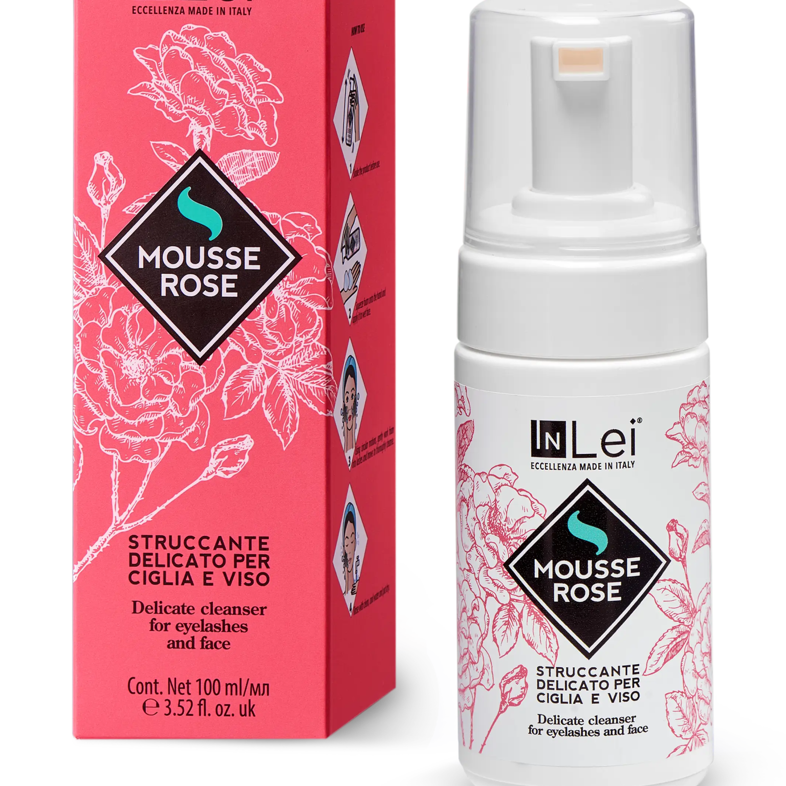 MOUSSE ROSE struccante delicato per ciglia e viso 100ml - Mr.PMU