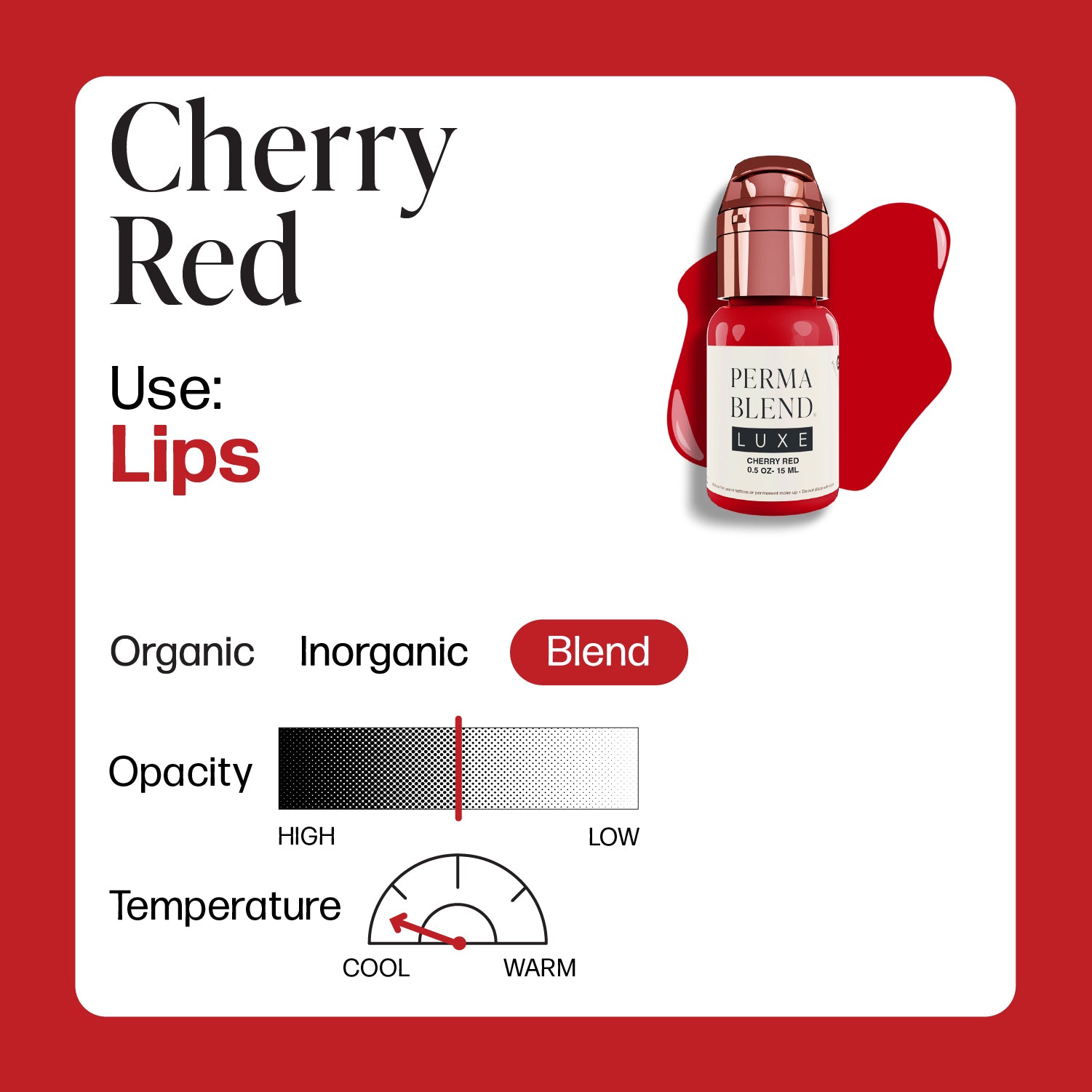 Perma Blend Cerneală Luxe PMU - Roșu Cireș 15ml - mrpmu