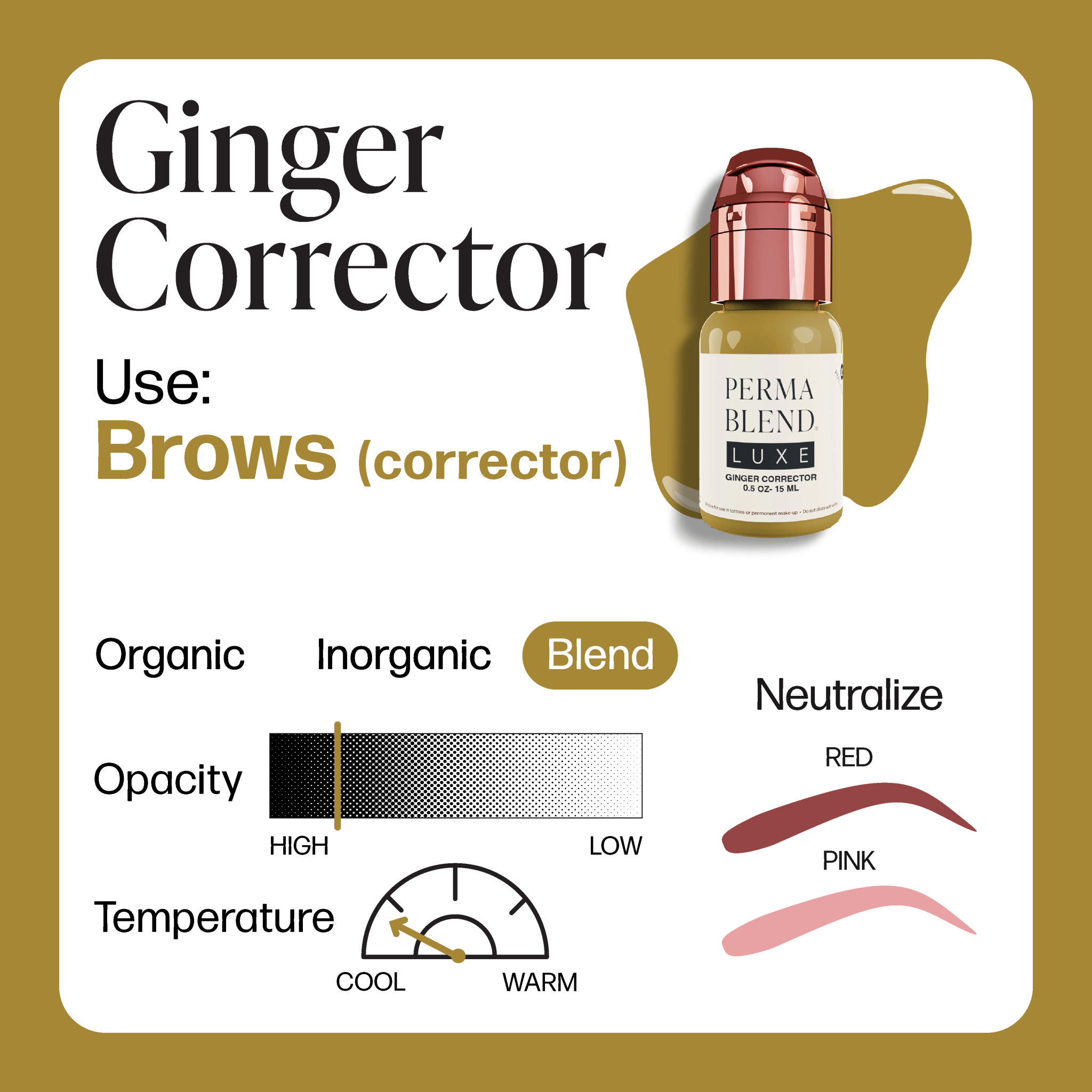 Perma Blend Cerneală Luxe PMU - Corector Ginger 15ml - mrpmu