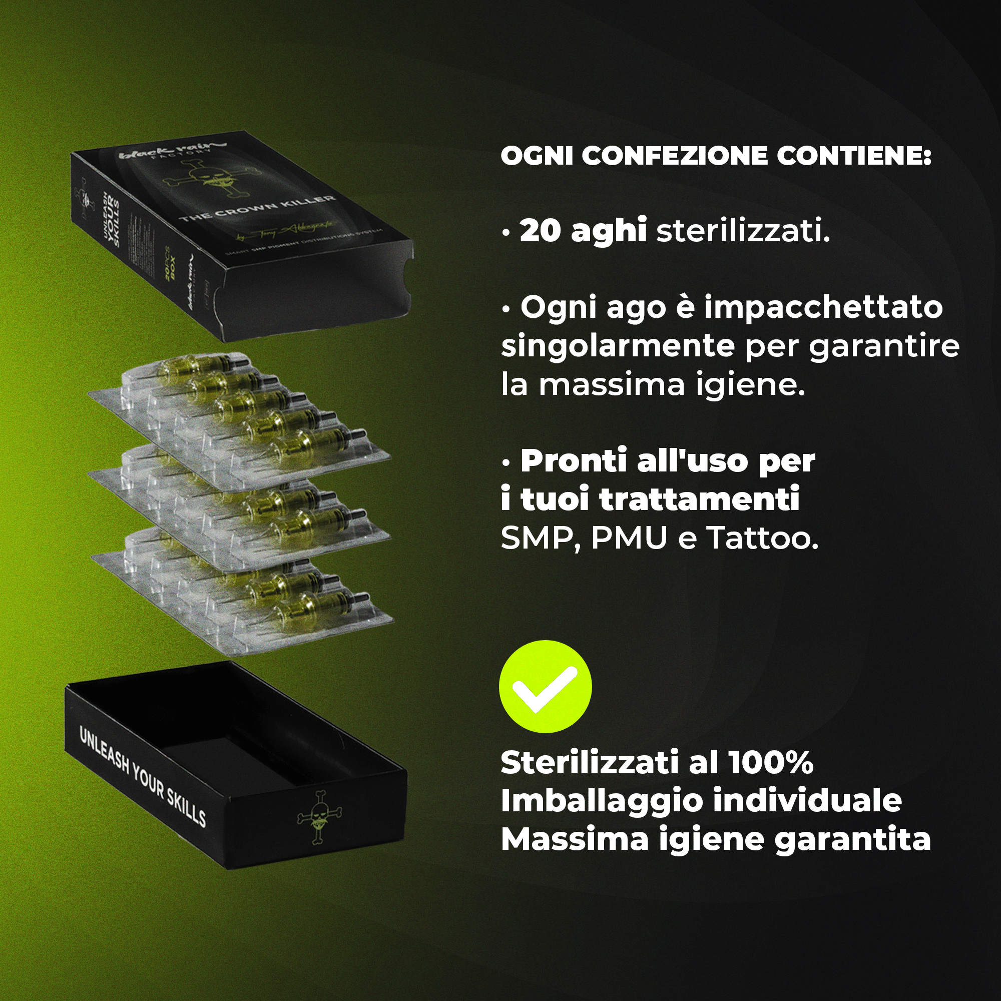 The Crown Killer – Aghi professionali micropigmentazione/PMU 0803RL 0.25mm (20 pz) - Mr.PMU